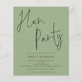 Grönt för Hen Party-inbjudan för budgetskript