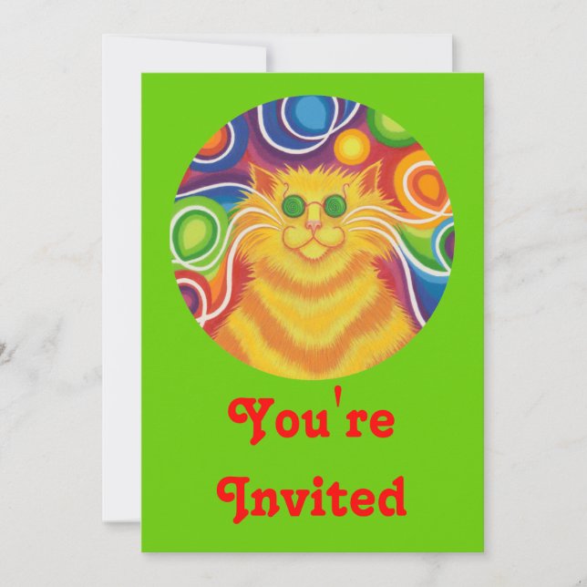 Grönt för inbjudan till Psy-cat-delic 'You'are Inv (Framsida)