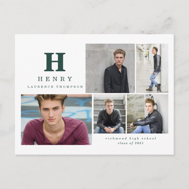 Grönt för inledande multifotomeddelande i student helg vykort (Framsida)