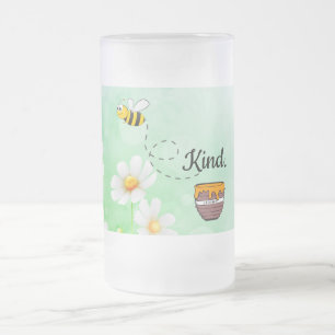 Grönt för insekt av bihonung blommigt, tecknad frostat ölglas
