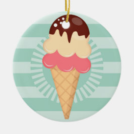 Grönt för isgrumling - Cute Chocolate Vanilla Mint Julgransprydnad Keramik