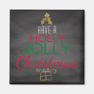 Grönt för Jolly svart tavla för jul för järnek röd Magnet