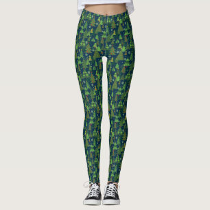 Grönt för julgrantryckdamasker leggings