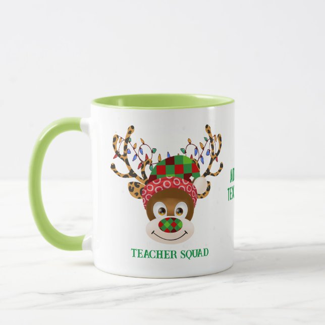 Grönt för jullärare Squad Reindeer Teacher Mugg (Vänster)