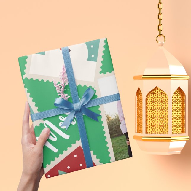 Grönt för jultomten Frimärke Funny Personlig Presentpapper (Skapare uppladdad)