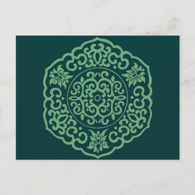 Grönt för kinesiska medalon vykort (Framsida)