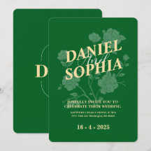 Grönt för klassisk bröllopsinbjudan