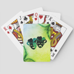 Grönt för komedi- och Tragedy-teaterdesign Casinokort