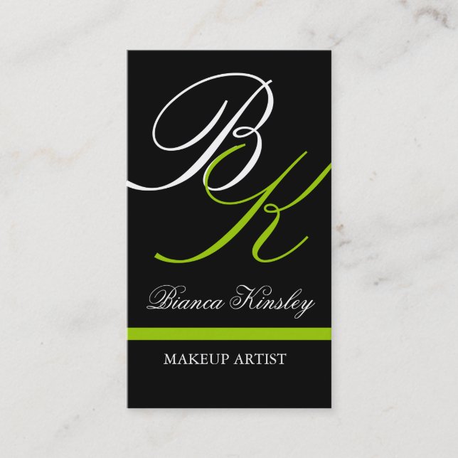 Grönt för konstnär för MonogramsvisitkortMakeup Visitkort (Framsida)