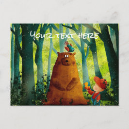 Grönt för lägg till bild Söt och textfärgskaraktär Vykort