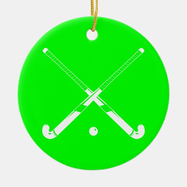 Grönt för landhockeyprydnad w/Name Julgransprydnad Keramik (Framsidan)