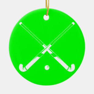 Grönt för landhockeySilhouetteprydnad Julgransprydnad Keramik