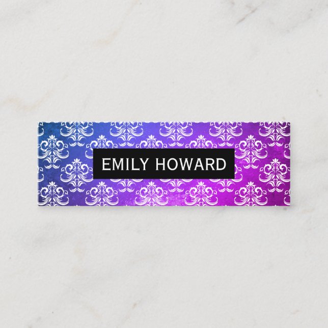 Grönt för Lila av Struktur i Damask Pattern Mini Visitkort (Framsida)