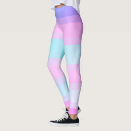 Grönt för ljusfärgsblått Rosa Pastel Rand Leggings