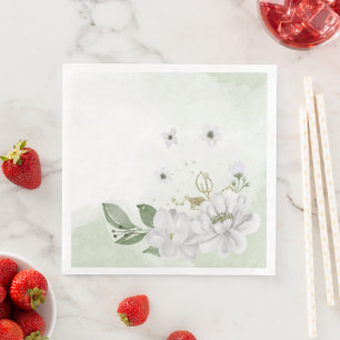 grönt för löv av vitblommor grönt pappersservett