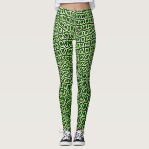 GRÖNT FÖR LÖV FÖR VINTAGEALLIGATORLÄDER LJUS LEGGINGS