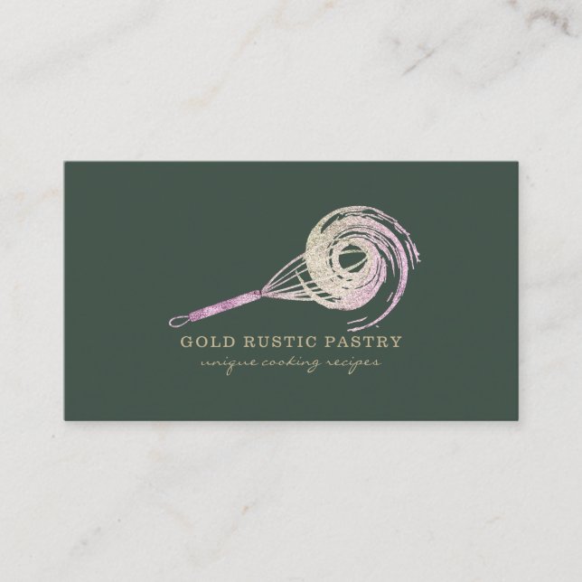 Grönt för Magic Whisk Bakery Bling Pastry Chef sag Visitkort (Framsida)