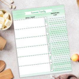 Grönt för måltidsplanering och inköpslista vattenf anteckningsblock