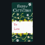 grönt för märkre av julgåva från lycklig (till/kär fraktsedel<br><div class="desc">Cute illustrerade julklappsetiketter. Anpassade med ditt eget namn och ditt älskades.Sarah Trett illustrerar och utformar det på ett unikt sätt.</div>