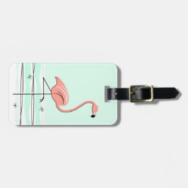 Grönt för märkre för Flamingo"text" bagage Bagagebricka