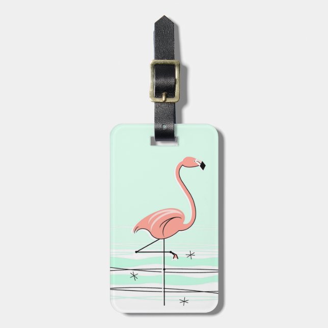 Grönt för märkre för Flamingo"text" bagage Bagagebricka (Vertikal Framsida)