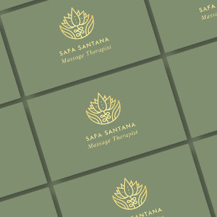 Grönt för massageterapi och Guld Lotus Flower Visitkort