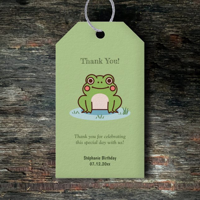 Grönt för matgroda presentetikett (Cute Frog Green Gift Tag)