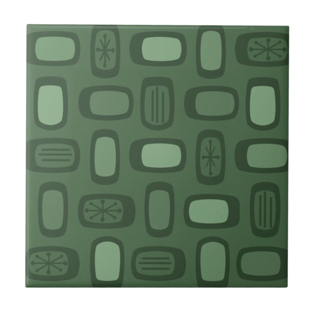 Grönt för MCM-rundade Rectangles Forest Kakelplatta (Framsidan)