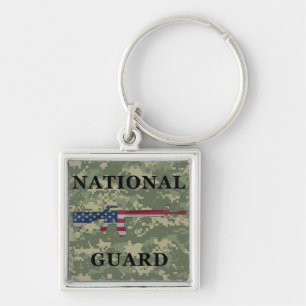 Grönt för medborgarevakt M16 Keychain Fyrkantig Silverfärgad Nyckelring