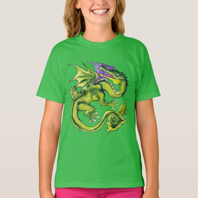 Grönt för medeleval Dragon Sap T Shirt (Framsida)