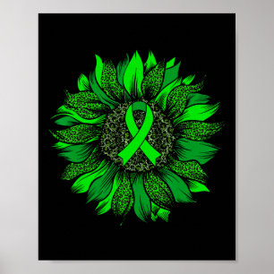 Grönt för medvetenhet om psykisk hälsa hos solros poster
