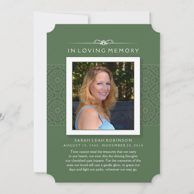 Grönt FÖR Memorial Photo Tack PERHAPS-DIKT (Framsida)