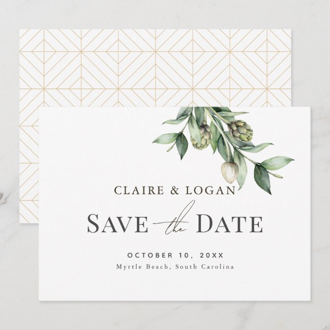 Grönt för miljövänlig återgivning av vattenfärg Sp Inbjudningar (Fram/baksida)