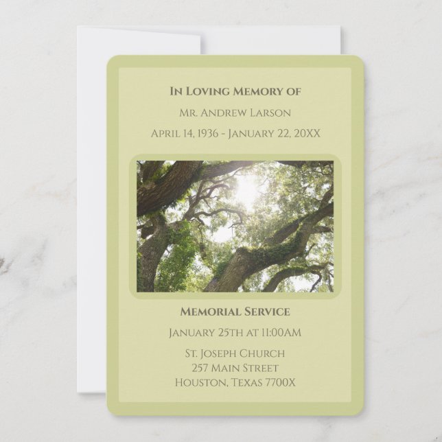 Grönt för minnesminnesförlust i Träd Inbjudningar (Framsida)
