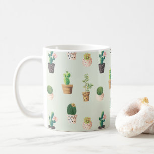 Grönt för Mint för vattenfärgkaktusmönster Kaffemugg