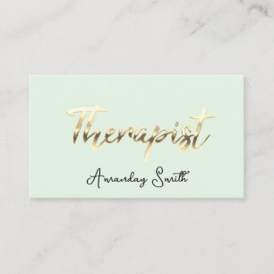 Grönt för Mint i Therapist Golden ScriptQR Logotyp Visitkort