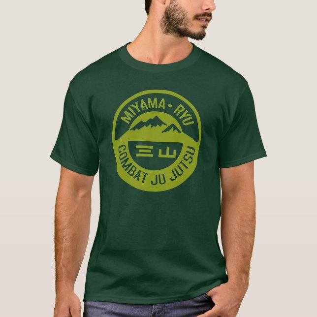 Grönt för Miyama Ryu logotypmilitär T Shirt (Framsida)