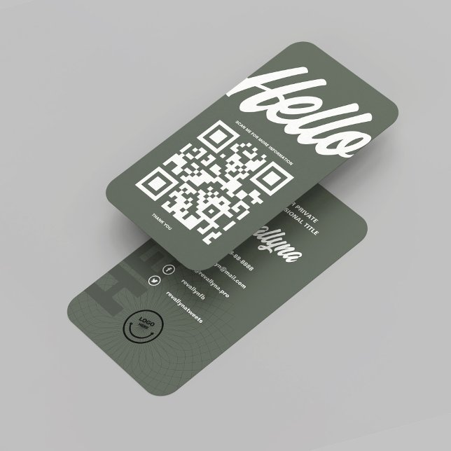 GRÖNT FÖR MODERN HEJ LOGOTYP PROFESSIONELL SAGE VISITKORT (MODERN HELLO LOGO PROFESSIONAL SAGE GREEN BUSINESS CARD
)