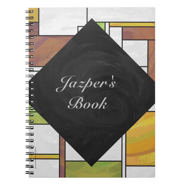 Grönt för Mondrian Brown Gult Skriv ut Anteckningsbok (Framsidan)