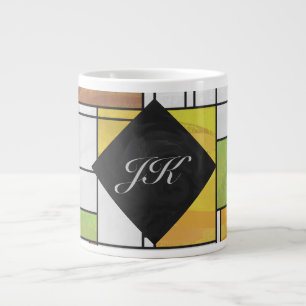 Grönt för Mondrian Brown Gult Skriv ut Jumbo Mugg