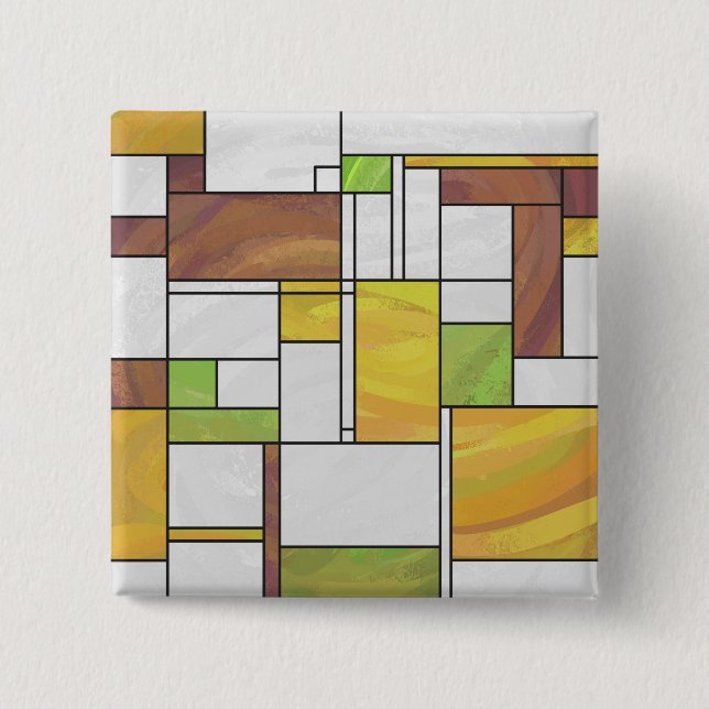 Grönt för Mondrian Brown Gult Skriv ut Knapp (Framsida)