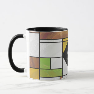 Grönt för Mondrian Brown Gult Skriv ut Mugg