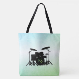 Grönt för monogram trumuppsättning tygkasse