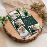 Grönt för multifotomoderna eleganter julkort<br><div class="desc">Modern,  minimal snyggt med flera fotofamiljers elegant för heminredning,  skript för textfred,  glädje och kärlek Helgdag julkort,  ideårsdag. Modern på trendutvecklingen i grönt färg kan ändras.</div>