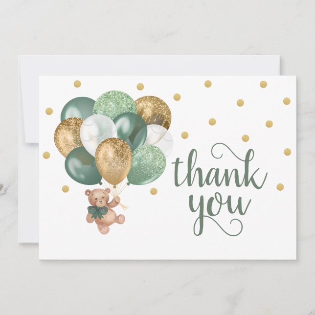 Grönt för nalle Sage Baby Shower Tack för ditt kor (Framsida)