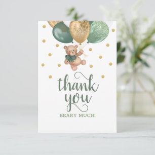 Grönt för nalle Sage Baby Shower Tack för ditt kor Kort