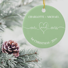 grönt för namnens hjärtsäsong vid jul julgransprydnad keramik