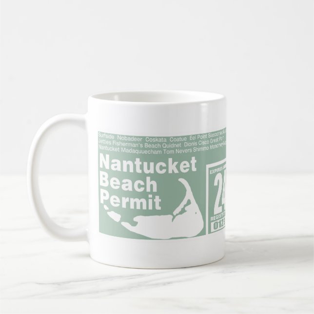 Grönt för Nantucket Beach-tillstånd 2024 Kaffemugg (Vänster)