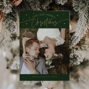 Grönt för nylott foto med första gift jul julkort
