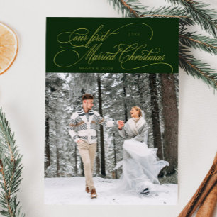Grönt för nylott foto med första gift jul julkort